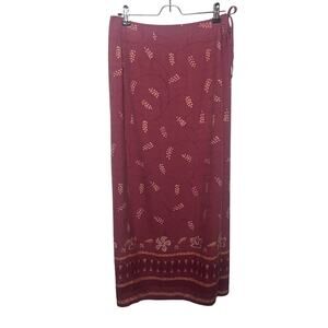 Tommy Bahama Red Silk Floral Printed Wrap Long Maxi Skirt Women’s Sz Medium